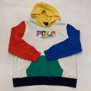 Polo Ralph Lauren Color Block Paint Splatter Logo Hoodie Sweatshirt Kids XL